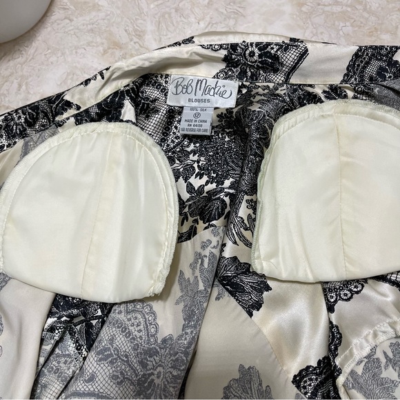 Vintage Bob Mackie lace print silk blouse Sz 12 - Picture 3 of 3